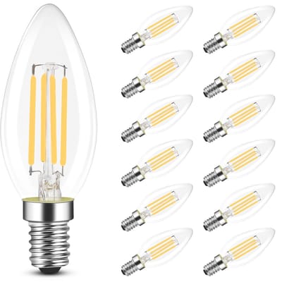 NETTLIFE C35 LED - LED Lampen - E14 - Transparant - Ø 3.5 cm - kaarsvormige Gloeilamp - Filament lamp - 2700K Warm Wit Licht - 4W - retro Lichtborn - 12 Stuks