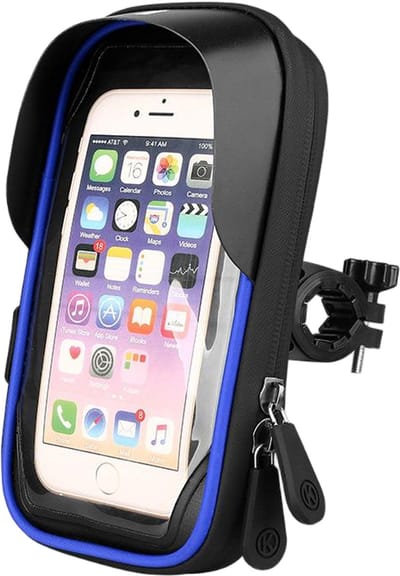 Waterdichte fietstas met ingebouwde telefoonhouder en touchscreen-ondersteuning, geschikt voor smartphones tot 6,4 inch. Geschikt voor racefietsen, vouwfietsen en mountainbikes. 17 x 10 cm.Blauw