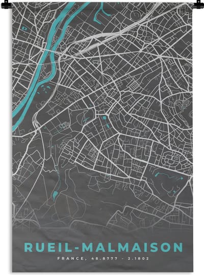 Wandkleed - Wanddoek - Plattegrond – Rueil-Malmaison – Stadskaart – Kaart – Frankrijk - 120x180 cm - Wandtapijt