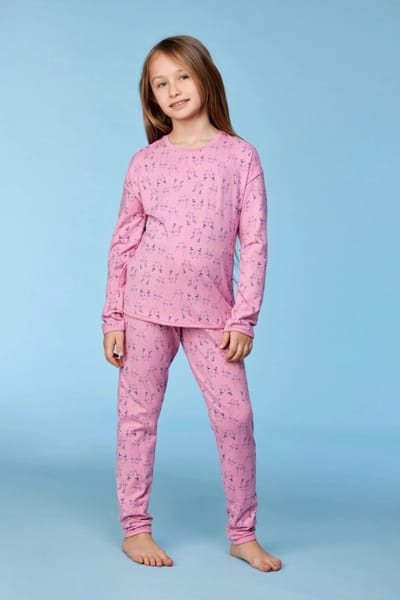 Woody pyjama meisjes/dames - roze - katten all-overprint - 252-10-PZG-Z/923 - maat 152