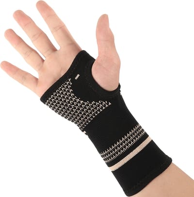 2x Sport Polsband Koper Infused – Wrist Sleeves – Ademend & Elastisch – Comfort & Grip – Fitness, Training & Dagelijks Gebruik – Zwart