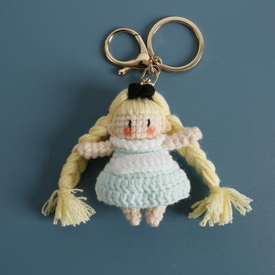 Série Princesse Tressée Longue Mignonne Poupée Crochet Porte-clés Cadeaux faits à la main Porte-clés Poupée Tressée Tricotée pour Filles Accessoires Personnalisés black