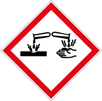 GHS05 bijtende stoffen bord | gecoat dibond materiaal | 10 x 10 cm