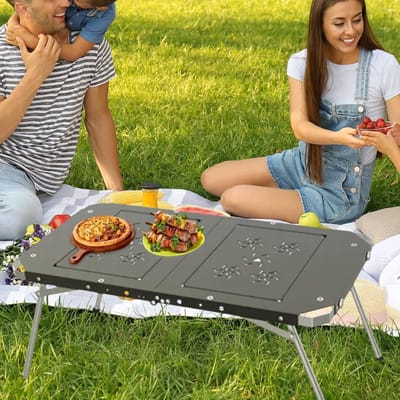 Klaptafel Outdoor - Picknicktafel Zwart - Buitenactiviteiten Genieten - Modulair Systeem - 10x49x10 cm - Zwart