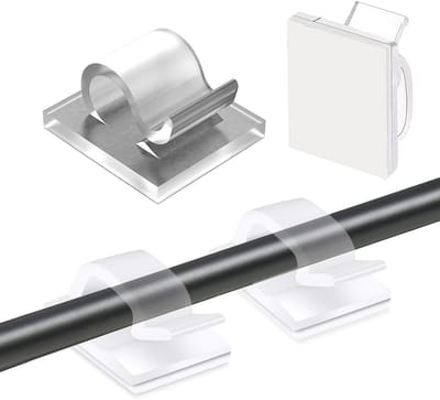 50 Stuks Transparante Zelfklevende Kabelclips, Sterke Clips met 3M Achterkant voor Kabels, Opladers en Hoofdtelefoons - Ruimtebesparende Organizer voor Muren en Bureau's