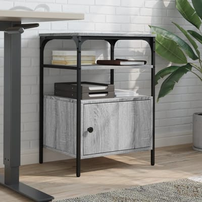 vidaXL - Printerkastje - 3-laags - 50x40x76 - cm - bewerkt - hout - grijs - sonoma