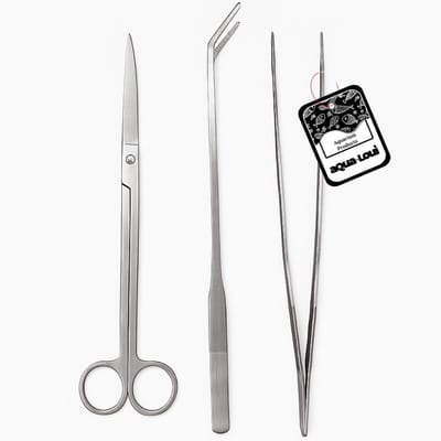 Aqua-Loui® - Aquarium Gereedschapset - 3-delig RVS - 2 Pincetten & Schaar - Voor Aquascaping en Plantenverzorging