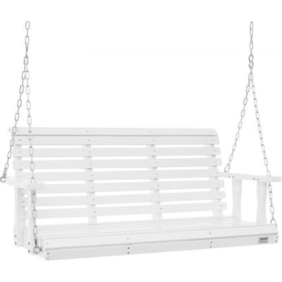 VEVOR Cederhouten veranda schommel, 1370x710x600mm, patio schommel voor tuin en terras, verbeterde draagkracht van ca. 400 kg, robuuste schommelstoelbank met ophangkettingen voor buitengebruik, wit