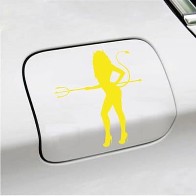 Bumpersticker - Vrouw Duivel - 14 X 13 - Geel