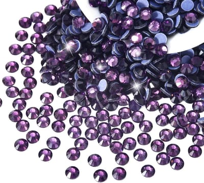 SnelShoppen - 1440Pcs Hotfix Rhinestones SS20 Paars, 20 Kleuren, 4 Maten, Ronde Glazen Strass Steentjes voor Kleding, Schoenen en DIY Projecten