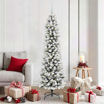vidaXL - Kunstkerstboom - Wit - 180 - cm - PVC - en - Metaal - en - Plastic
