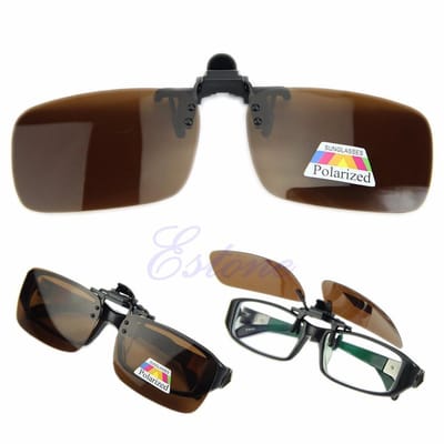 Clip on zonnebril opklapbaar (bruin) - UV380 bescherming (UV-A)