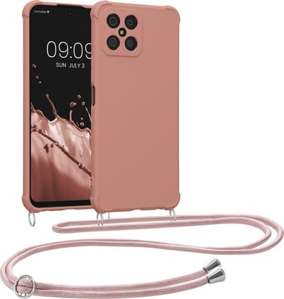 kwmobile telefoonhoesjegeschikt voor HONOR X8 - Hoesje van siliconen met telefoonkoord - In parelmoer