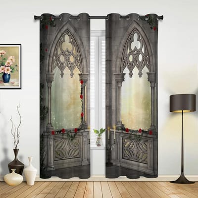Marokkaanse Middeleeuwse Vintage Deurgordijnen voor Slaapkamer Woonkamer Draperieën Keuken Kinderkamer Raamgordijn Moderne Huisdecoratie 135W x 60H(cm) x1