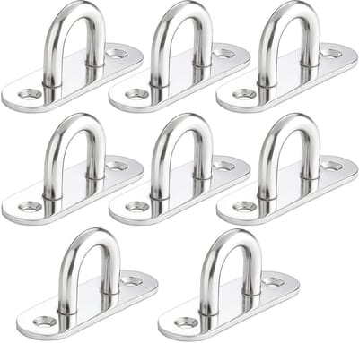 Roestvrijstalen Wandhaken U-vorm met 2 Gaten, Set van 8 Stuks, Ideaal voor Ophangen en Opslag van Voorwerpen 60 x 20 mm