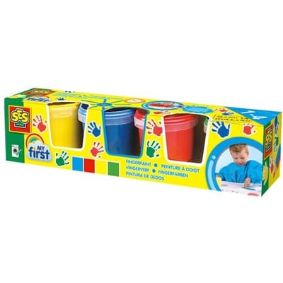 SES Creative - My First - Vingerverf - 4 kleuren – mengbaar – glutenvrij - makkelijk uitwasbaar - Verven voor de allerkleinsten – 4x145ml - Vanaf 1 jaar
