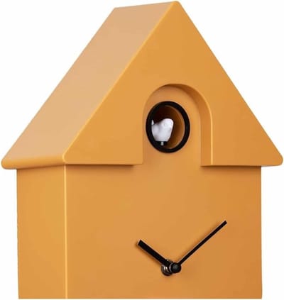 TIM® Koekoeksklok Modern - Wandklok - Uurwerk - Inclusief Gewichtsketting - Geel - 22cm x 8cm x42cm