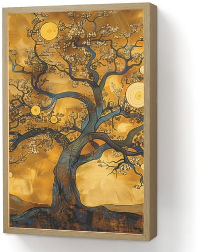 Wandlamp 40x60 cm - Oplaadbaar - Boom - Levensboom - Abstract - Goud - Wandlampen binnen woonkamer - Slaapkamer lamp - Decoratieve nachtlamp - Vloerlamp draadloos