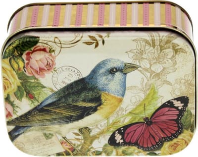 Bewaarblik Nostalgie - Vogel/Vlinder/Roos - 10,5 x 8 x 4 cm