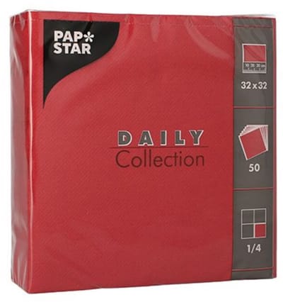PAPSTAR lunchservetten, 320 x 320 mm, 3-laags, bordeaux