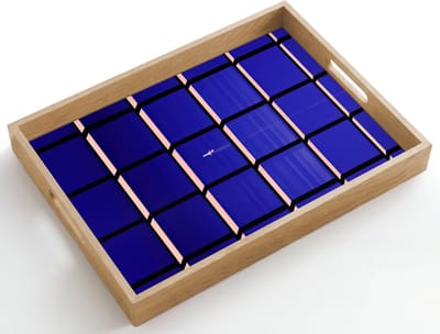 Dienblad hout 50x35 cm - Schootdienblad - Vliegtuig - Ruiten - Blauw - Rechthoekig - Borrelplank rechthoek - Plateau dienbladen
