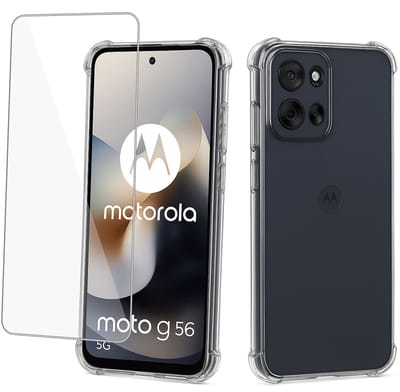 ChiGuard Hoesje & Screenprotector geschikt voor Motorola Moto G56 Hoesje Screenprotector - Gehard Glas Cover + Shock Proof Case - Transparant