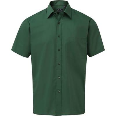 Premier Herenshirt met korte mouwen Popeline (Fles groen)