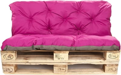 Palletkussens Set - Zitkussen Rugleuning - Buiten Zitten - Wasbaar Materiaal - 120x80cm 120x50cm - Roze