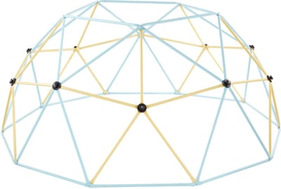 10FT geometrische klimkoepel, duurzame klimrek met een draagvermogen van 1000 pond, inclusief basketballen en net, eenvoudig te monteren buitenspeeltoestel voor kinderen van 3 tot 10 jaar