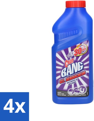 4 x Cillit Bang - Gel Ontstopper - Voor Keuken, Badkamer en Toilet - Werkt in 30 Minuten - Ontstopper - Afvoer Verstopping - Keuken Afvoer - Badkamer Afvoer - Toilet Afvoer