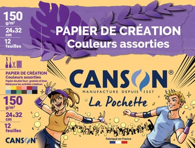 CANSON gekleurd papier in verzamelmap, 240 x 320 mm, 150 g/m2