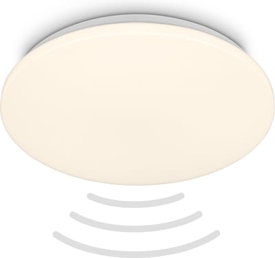 BRILONER - LED Badkamerlamp - badkamerverlichting met bewegingsmelder - warm wit licht - Ø35 x 5.5 cm - wit
