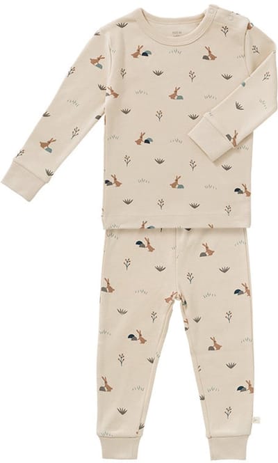 Fresk Pyjama voor Kinderen 86 (1 yr) - Pyjama Unisex - Biologisch Katoen - Zand - Rabbit Sandshell