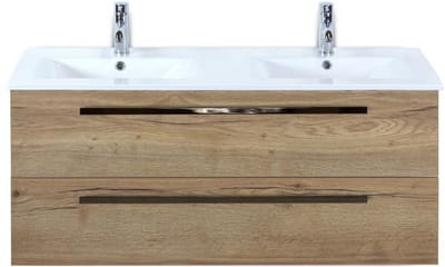 Seville Badmeubelset 120 cm - 2 Laden Natuur Eiken - Wastafel Enjoy Dubbel