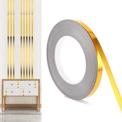 Decoratieve Metallic Tape 10 mm x 50 m met Gouden Strepen voor Creatieve Projecten, Scrapbooking en Cadeauverpakking