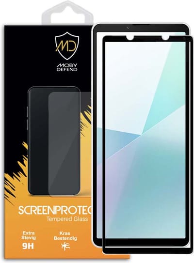 MobyDefend Screenprotector - Geschikt voor Sony Xperia 10 VI - Screensaver Met Zwarte Randen - Gehard Glas