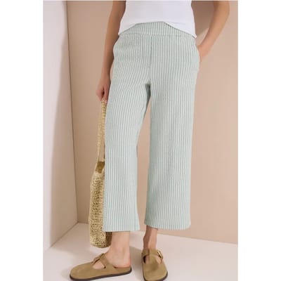 7/8 Wide Legs broek in seersucker stof