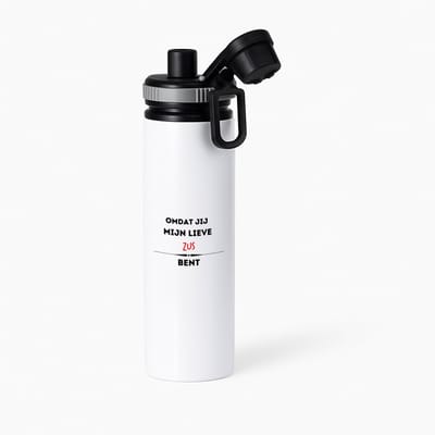 Hacebo® - omdat jij mijn lieve zus bent waterfles met draaidop grijs - Zus - de liefste zus - verjaardag - cadeautje voor zus - kado - geschenk - water fles - 850ML