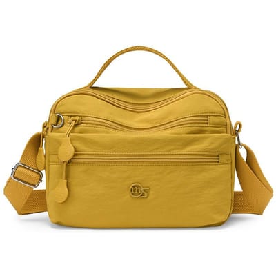 Sac Bandoulière Simple et Tendance en Tissu Nylon Léger Sac Bandoulière Décontracté pour Femmes Téléphone Portable Change Sac Multipoches jaune
