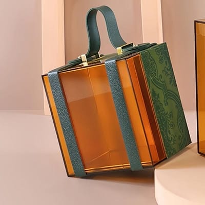 1 stuks Cadeaubox met Bloemenpatroon en Deksel, Draagbaar Handvat, Klassieke Kleur, Lege Souvenirdoos voor Bruiloft, Banket, Valentijnsdag A: 10cm*10cm*7cm