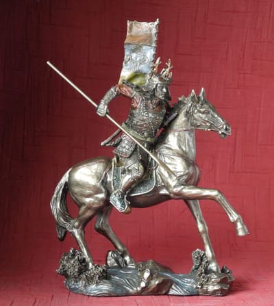 Veronese Design beeld/figuur - Samoerai met Katana op Paard - zeer gedetailleerd - (hxbxd) ca. 27 cm 19 cm x 10cm