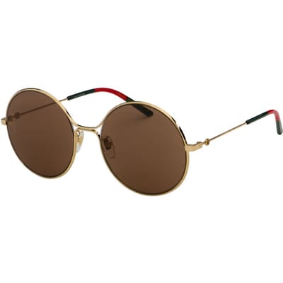 Gucci Retro Bruine Lens Ronde Zonnebril Dames zonnebril GG0395S-002 Dust Bag+Eyeglass Case (Random Color),Brown,58