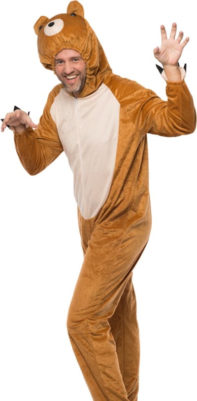Partychimp Onesie Beer Kostuum Berenpak Mascotte Verkleedpak Beer Halloween Kostuum Volwassenen Horror Beer Carnavalskleding Heren Carnavalskleding Dames Verkleedkleren Volwassenen Carnaval - Maat M/L - Bruin