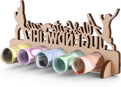 Houten Geldcadeau voor Verjaardagen en Afscheid, Creatieve Geldverpakking, 15.8 x 8.6 x 0.5 cm, Origineel Geschenk voor Jongeren en Afgestudeerden