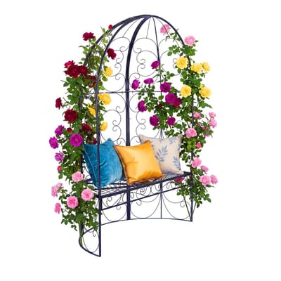 Tuinbank - zwart - 120x178x58 cm - met koepeldak