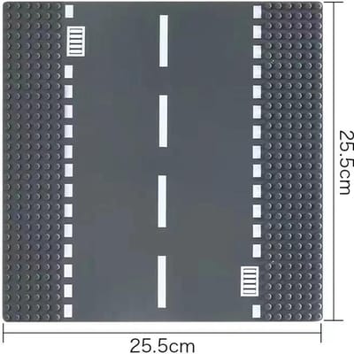 25,5x25,5cm Bouwstenen Basisplaat Stadsweg Straat Recht Kruispunt Bocht T-splitsing Kinderen Bakstenen Speelgoed