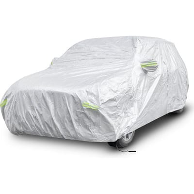 COSTWAY Afdekzeil, auto, weerbestendig, met ritssluiting en tas, autogarage, volledige garage voor regen, sneeuw, zon, uv-bescherming, autoafdekking voor sedan/combi/SUV (voor SUV tot 492 cm)