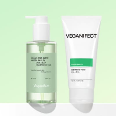 Veganifect Groene Gerst LHA Reinigingsolie 205ml + Groene Gerst LHA Diep Reinigend Schuim 165ml Speciale Set