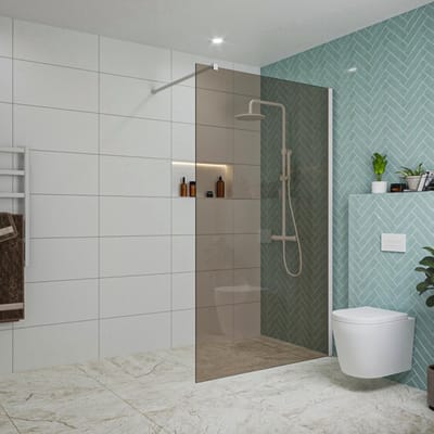 FugaFlow Eccelente Vetro inloopdouche badkamer - 120x200cm - rookglas - wandarm - mat wit
