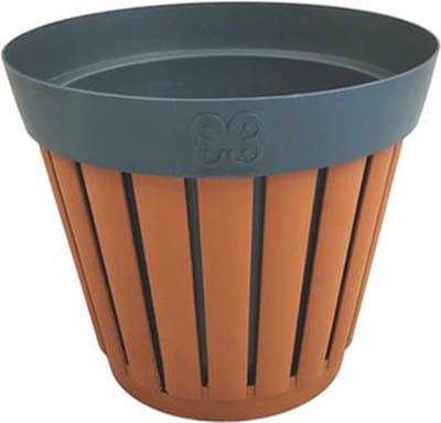 Bloempot 'Kreta' 20 - Bruin / Antraciet - Buiten - Rond